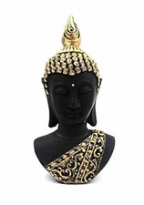 Poly Resin Hand Made Sculpture of Buddha in Matte Black Colour For Home Decor
