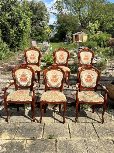 Set vintage walnut dining - set,