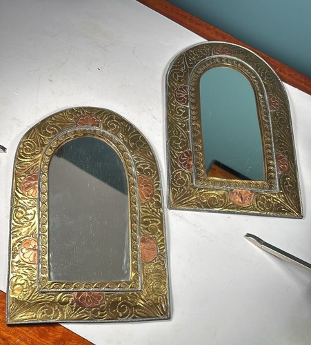Pair moroccan brass mirrors - moroccan,
