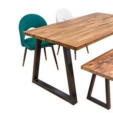 Solid Walnut Dining Table with Chunky Trapezium Box Style Legs