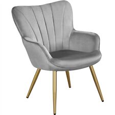 Tub Chair Modern Accent Chair Curved Back Velvet Upholstered Armchair metal Legs
