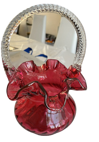 Fenton cranberry glass vase - fenton,