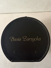 Basia Zarzycka Vintage Black Leather Hat Case Lined With Fabric With Mirror