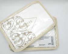 Frette Medallion Standard Pillow Shams Milk Set of 2 Shams NEW JG025024