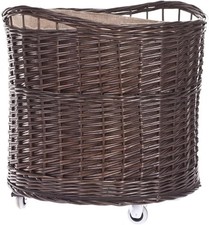 Wicker Log Basket on Wheels