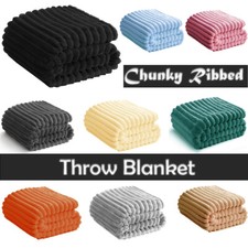 Osum Ribbed Soft Fleece Throws Chunky Cord Blanket Faux Fur Large Warm Sofa Bed