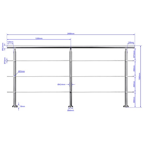 Stainless steel handrail for - stainless,