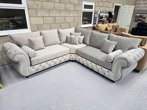 Velvet grey corner sofa - velvet,