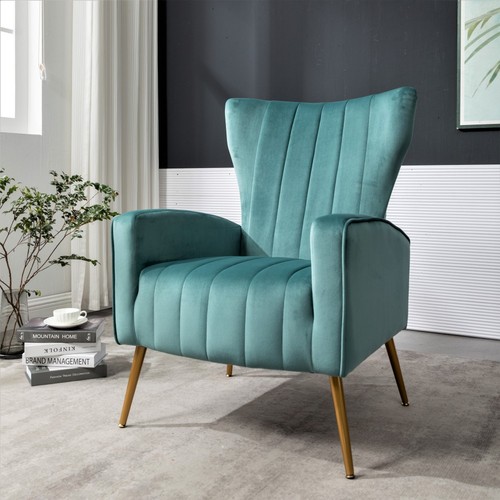 Modern velvet wingback chair - modern,