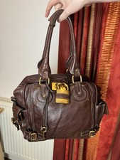 Chloe Paddington Large Burgundy Gold Leather Handbag Excellent Condition