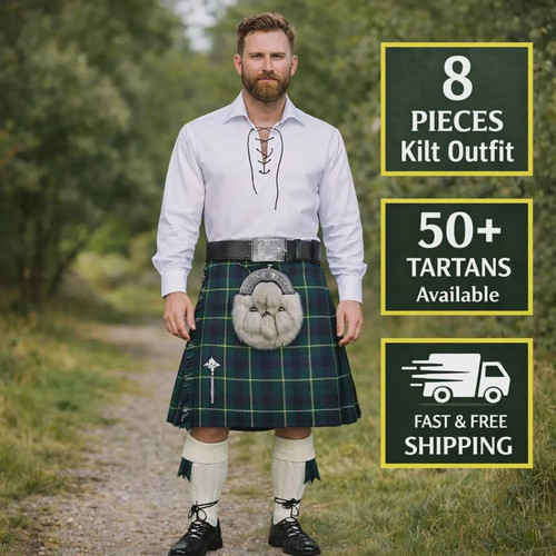 Men scottish kilt outfit - scottish,