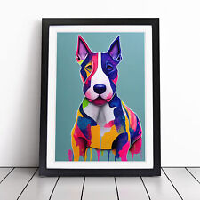 English Bull Terrier Hydrodipped Framed Canvas Wall Art Print Poster Picture