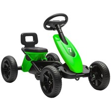 AIYAPLAY Pedal Go-Kart for Kids with Silent EVA Wheels, Metal Frame, Green
