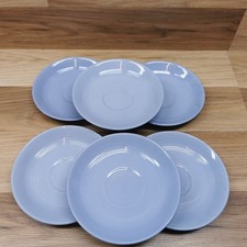 6 x Vintage Woods Ware Iris Blue 14cm Spare Saucers Replacements