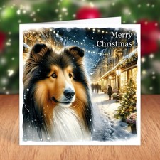 Rough Collie Dog Christmas Card