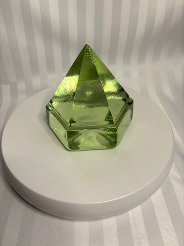 Green glass hexagonal ship - green,