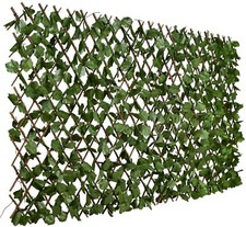 Garden Screening Trellis Expanding Wooden Fence with Artificial Plant Leaves NEW