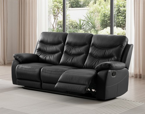 Black italian leather seater - black,