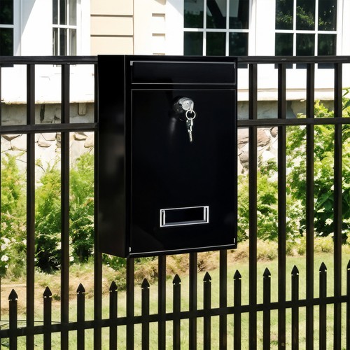 Black iron wall - black, mailbox