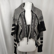 High Use By Claire Campbell Womens Grey Patterned Cardigan Size Small Alpaca Mix