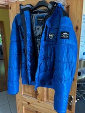 Nickelson  Val di Fassa puffer Winter Jacket Light Blue, fur hood, 2X- Large