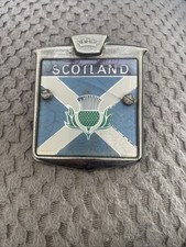SCOTLAND VINTAGE ENAMEL CAR BADGE ST ANDREWS CROSS EMBLEM - WITH FITTINGS