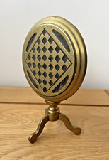 Antique Georgian Round Chess Table Solid Brass Tilt Candle Reflector Rare