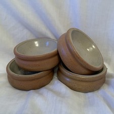 Vintage Gres De Bonny Set of Four Small 3 Inch Beige Ramekins Made In France