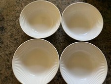 4 X JOHNSON BROS WHITE Athena Ribbed CEREAL SOUP BOWLS 6" Round