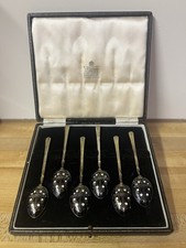 Garrard & Co Sterling Silver & Enamel Demitasse Spoons, Cased, Royal Warrant