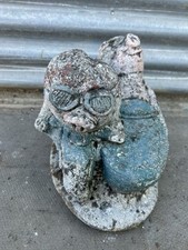 Vintage Weathered Pig Motor Bike and Side Car Concrete Garden Ornament