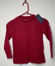 Tommy Hilfiger Long Sleeve Shirt Boys Size 5 Scooter Red 100% Cotton $26.50