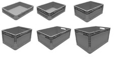 Heavy Duty GREY Euro Stacking Plastic Storage Industrial Container Boxes Crates