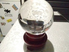 Crystal Ball And Stand.  100mm. Very Large Glass Sphere.