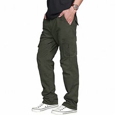 KEFITEVD Men's 7 Pockets Straight Leg Combat Cargo Trousers Work Fishing etc.
