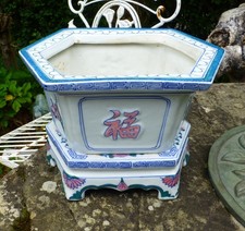 Unusual Decorative Traditional Chinese Hexagon Orchid Plant Pot Planter