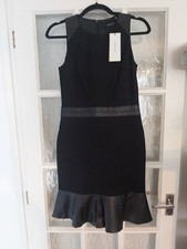 BNWT Karen Millen LBD Little Black Dress UK S1ZE 10 Leather Detail