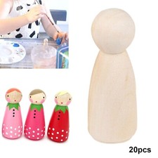 20x65mm Wooden Doll Peg People Unfinished Painted DIY Wood Durable Ornaments