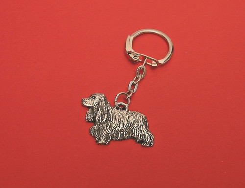 Cocker spaniel pewter keyring - spaniel,