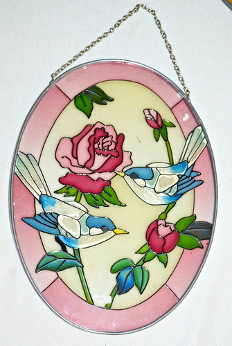 Vtg stained glass - glass, blue