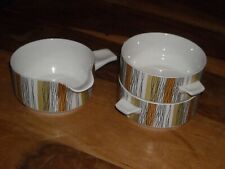 Retro 1960s 2 Midwinter Sienna Soup Bowls Handles Staffordshire Tableware Gravy