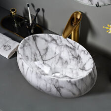 Marble Sink Bathroom Basin Large Countertop Oval Vanity Vessel Wash Bowl & Waste