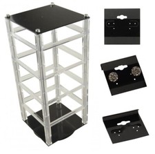 Rotating Earring Hanging Card Display Stand with 100 x 1.5" Black Hanging Cards