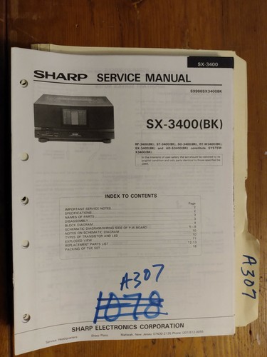 Sharp 3400 service manual - sx-3400,