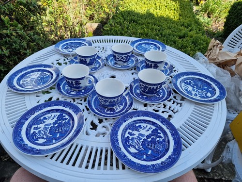 18pc new blue willow tea - willow, set