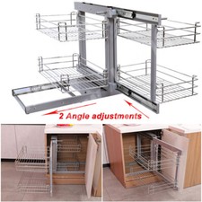 Pull Out Kitchen Magic Corner Baskets Cupboard Larder Storage Shelf Close Set UK