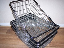 Pack of Five Wire Shopping Baskets Black red blue or green Handles