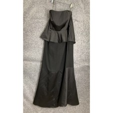 Vera Wang White Strapless Black Peplum Evening Gown Floor Length Dress 16