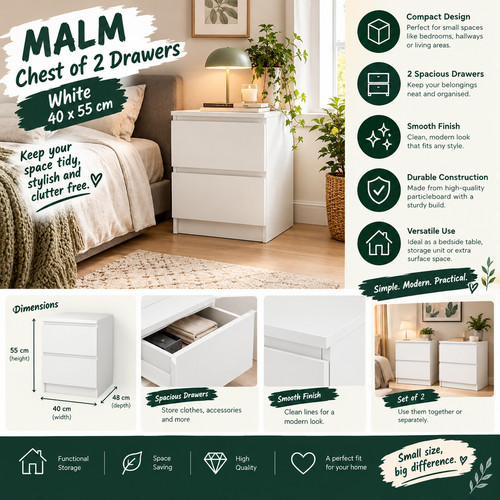 Ikea malm chest drawers - 2x,