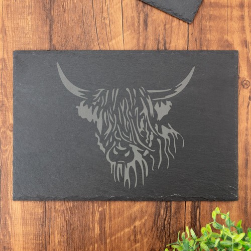 Highland cow slate - slate, placemat